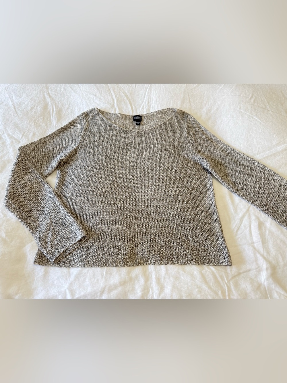 Eileen Fisher | Women’s Medium | Beige Summer Weave Boat Neck Sweater Linen